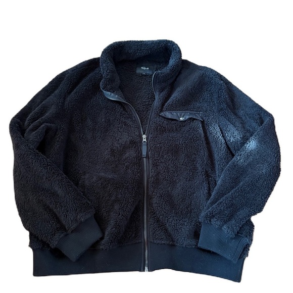 Rails Austin Black High Pile Fleece Full Zip Front Jacket Large Sherpa Soft - Picture 2 of 8